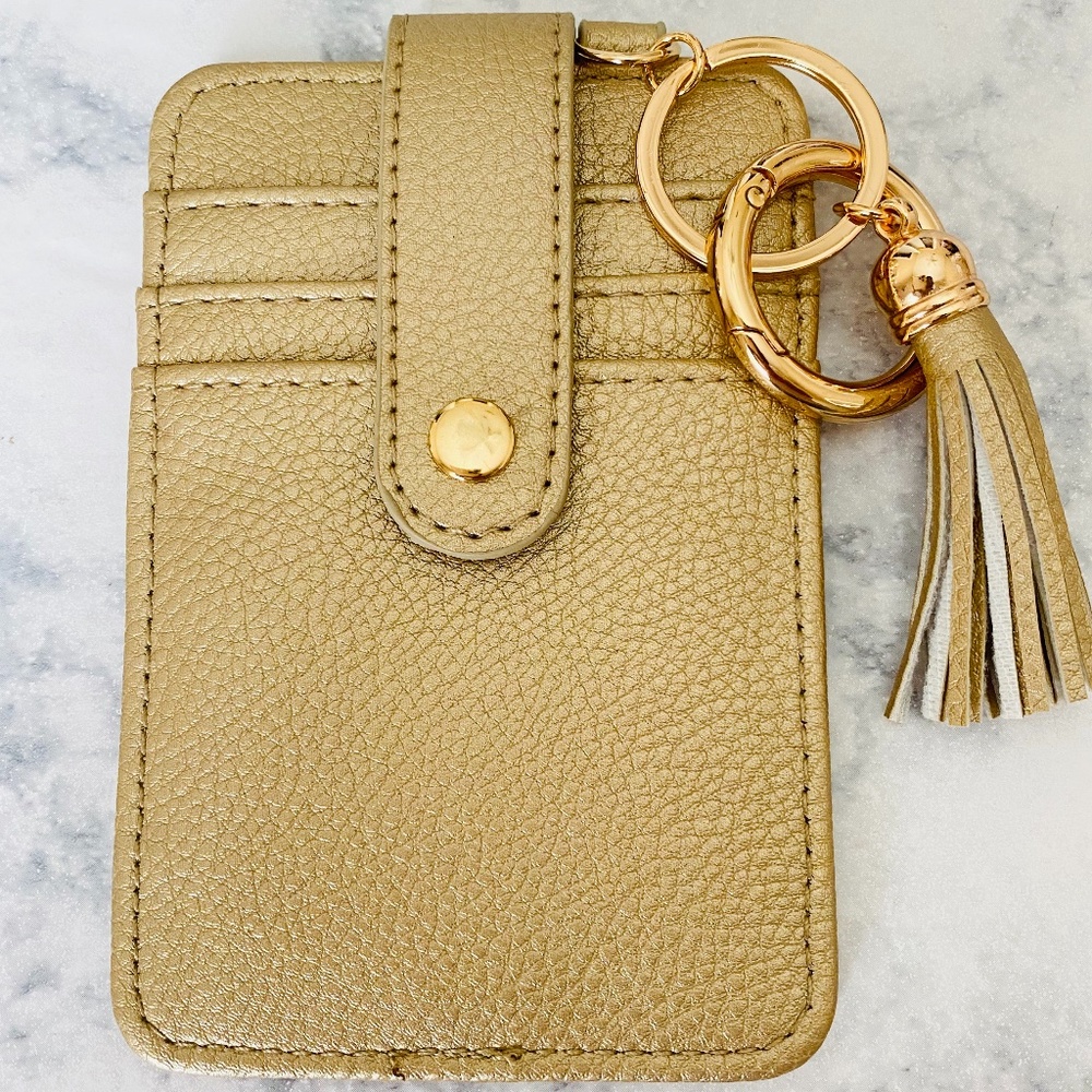 Faux Leather Credit Card Clutch  Champagne NEW